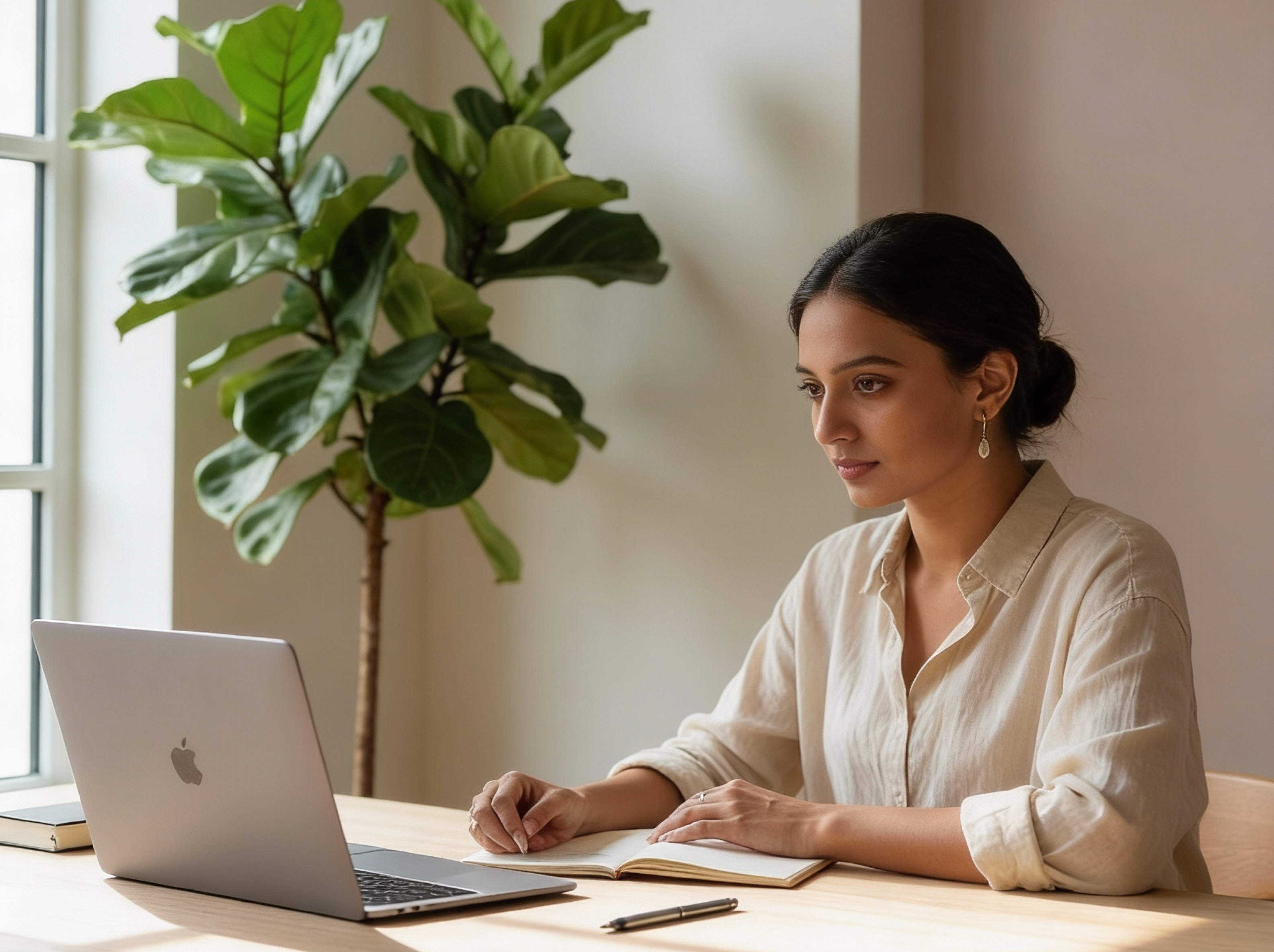 Woman working on laptop